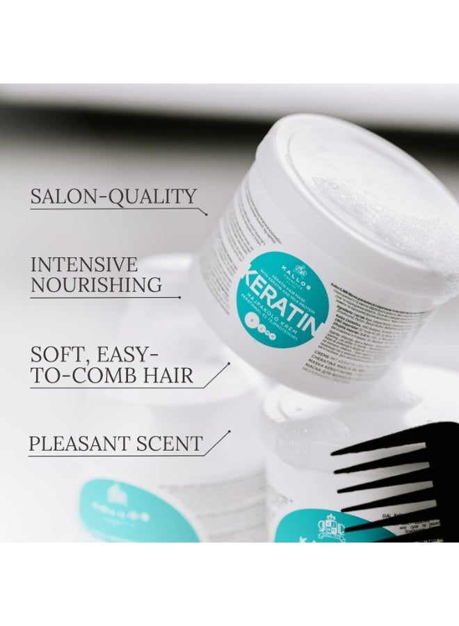 Kallos KJMN Keratin Regenerating Hair Mask with keratin and milk protein for dry, damaged and chemically treated hair 1000 ml - 33,81 Fl Oz - Image 2